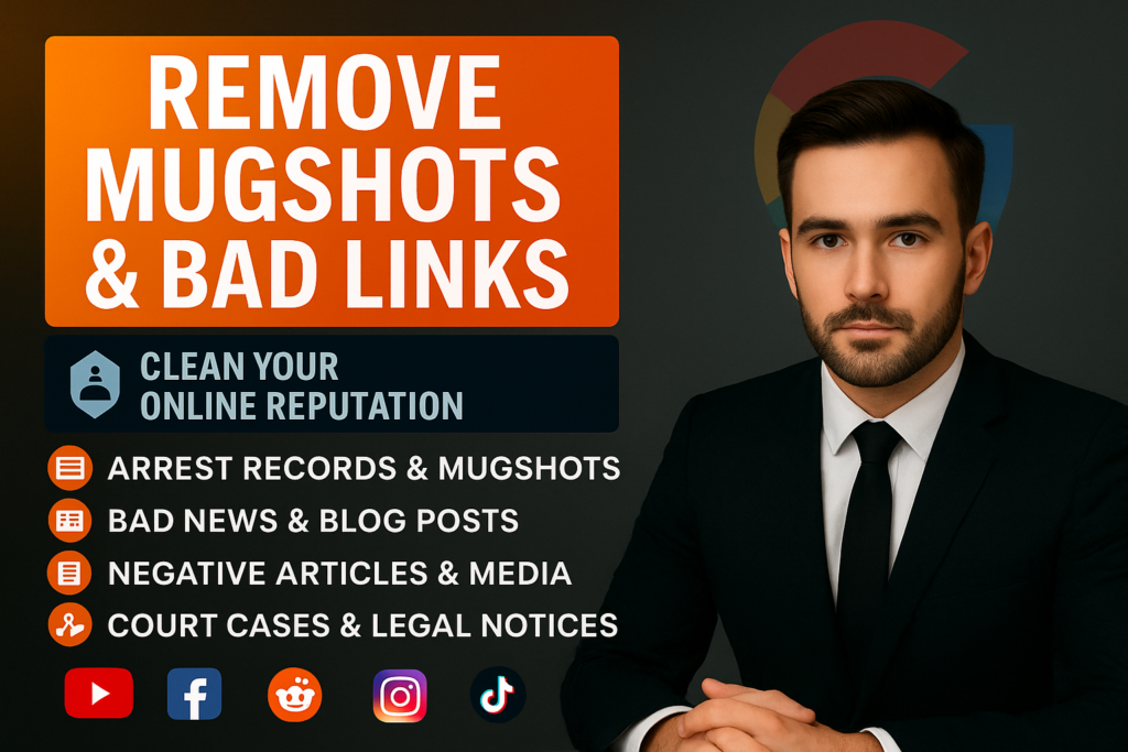 Je supprimerai définitivement la photo d’identité, supprimerai les liens négatifs, les articles, les affaires, les actualités, les dossiers d’arrestation de Google  - portfolio - 0