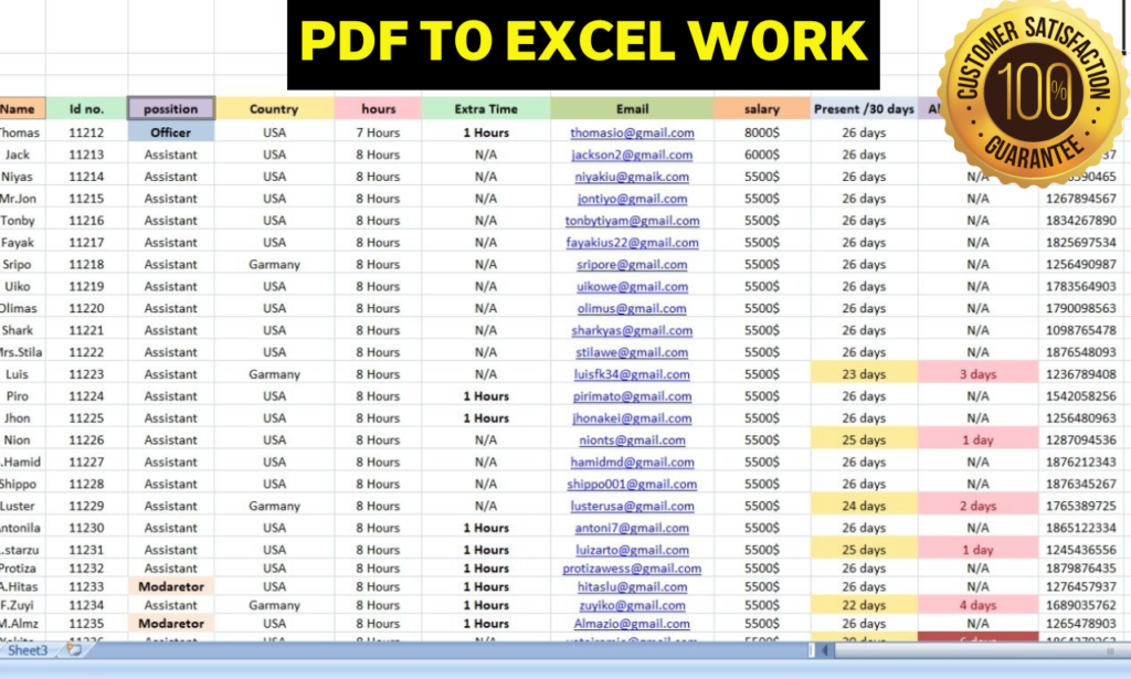 I will do data entry and pdf to excel tasks - portfolio - 0