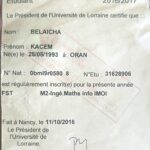 Certificat de scolarité master 2 Université de Lorraine