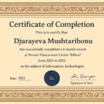 Certificat d’achèvement