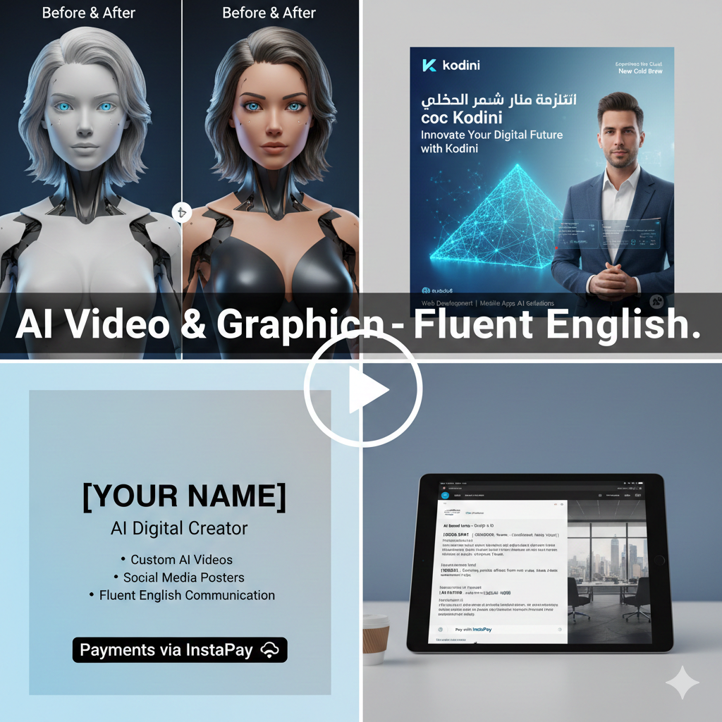 منشئ الفيديو الذكاء الاصطناعي ومصمم الملصقات | الإنجليزية الطلاقة | قبول InstaPay - portfolio - 0