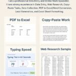 Je ferai des services professionnels de saisie de données, PDF vers Excel, dactylographie et services de réceptionnage Web - À distance