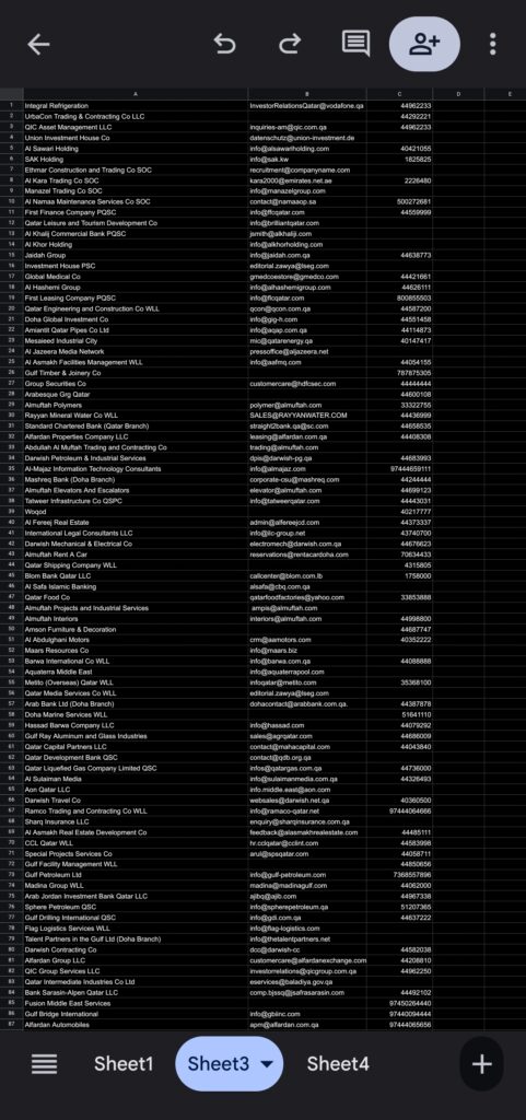 سأقوم بجمع بيانات الشركات وتنظيمها بدقة عالية تنظيم قواعد بيانات العملاء على Google Sheets / Excel تحضير بيانات جاهزة للاستخدام وتحسين CRM - portfolio - 0