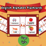 Design of 26 flashcards for English characters ready to be printed.