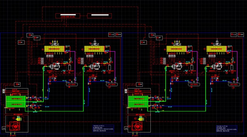 Dessin Autocad, dessin de documents, ingénierie CVC (charge thermique, charge sous pression, agencement de conduits) - portfolio - 2