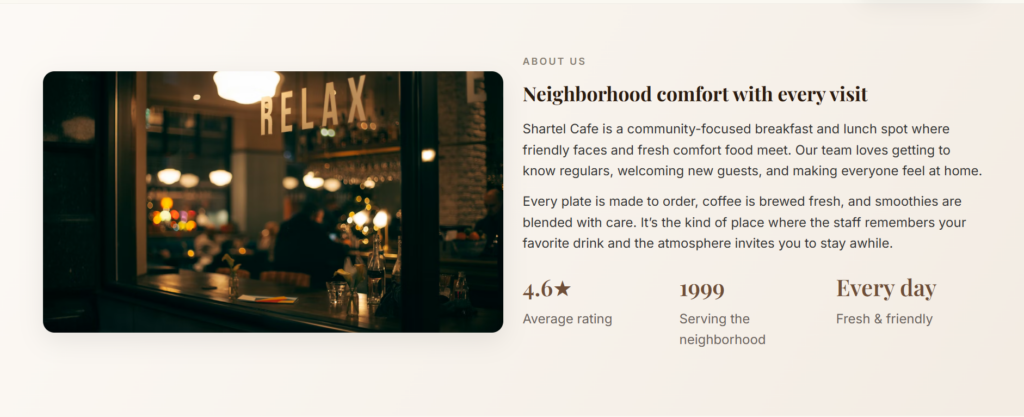 Sites web modernes et menus numériques pour cafés et petites entreprises - portfolio - 1
