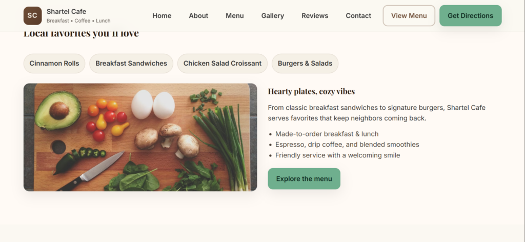Sites web modernes et menus numériques pour cafés et petites entreprises - portfolio - 2
