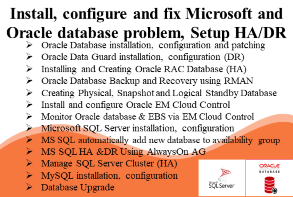 توفير خدمات إدارة قواعد البيانات ل Oracle DB MSSQL PostgreSQL Mariadb MySQL و DB HA و DR - portfolio - 0