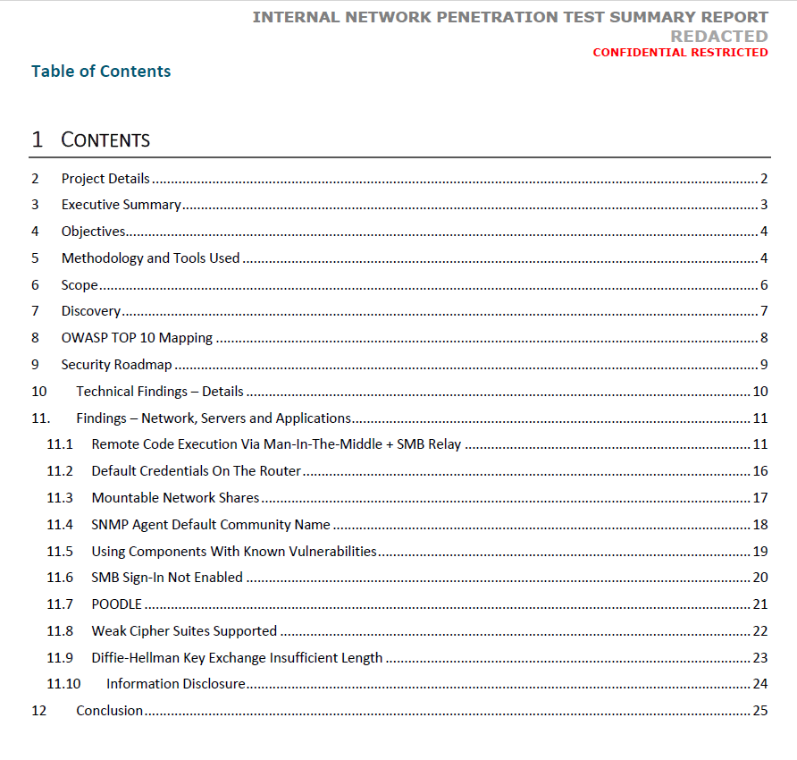 Penetration testing of Networks - portfolio - 0
