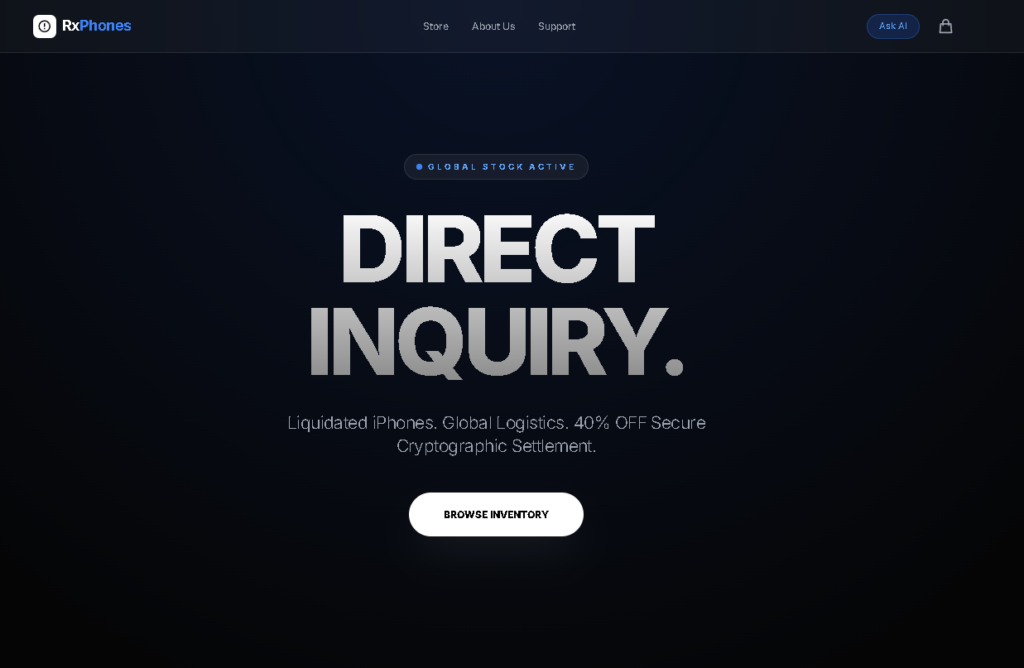 RxPhones est une plateforme de commerce électronique haut de gamme, à l’esthétique furtive, spécialisée dans la liquidation des iPhones premium - portfolio - 0