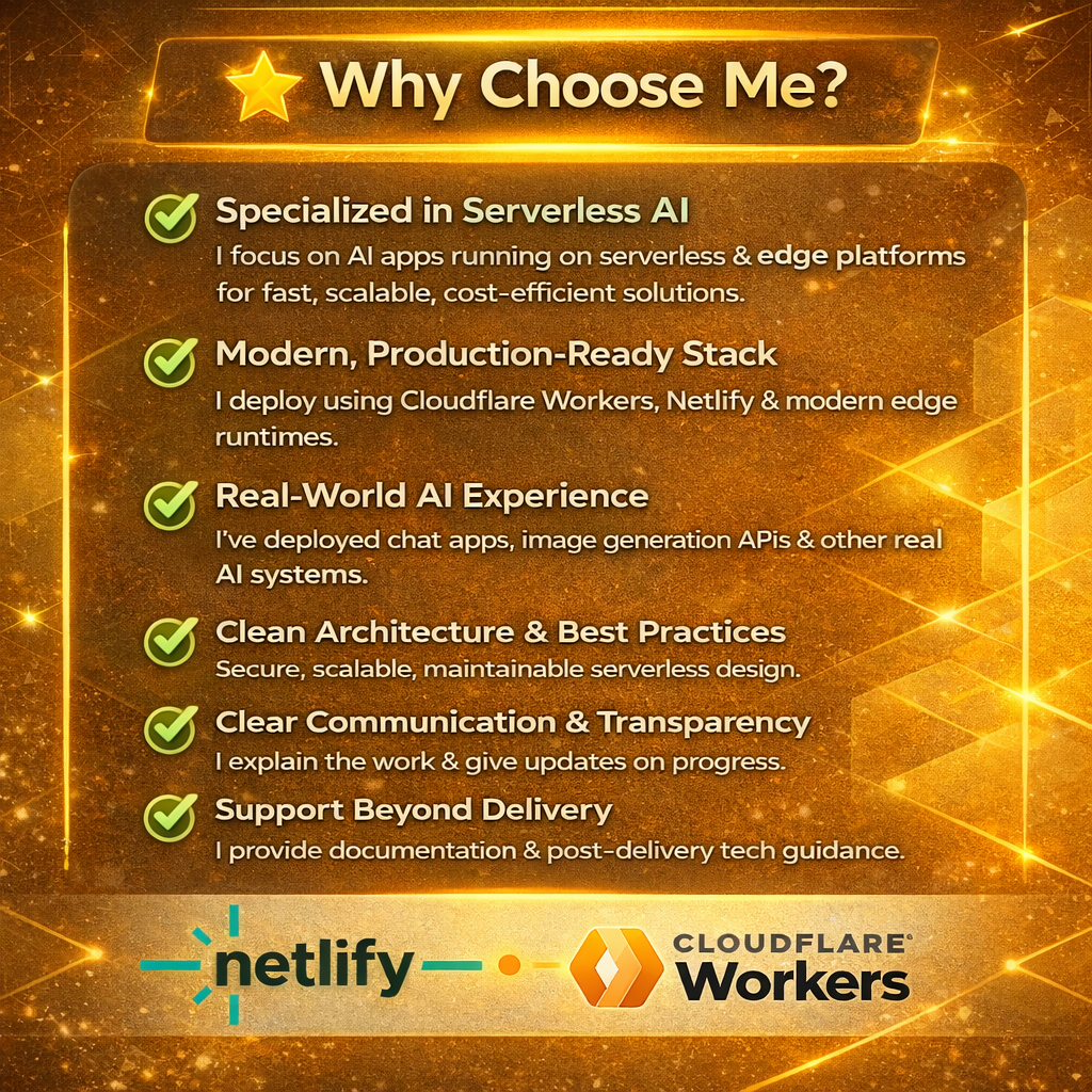 Serverless AI Deployment using modern edge and serverless platforms such as Cloudflare Workers, Netlify and Vercel - portfolio - 2