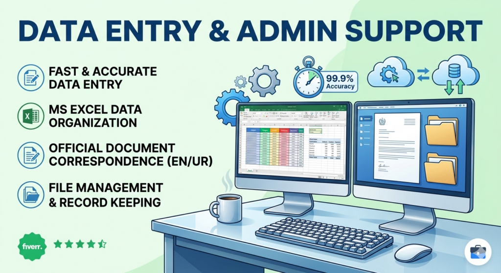 I will provide Expert Data Entry, MS Excel Reports, and Urdu/English Composing. - portfolio - 1