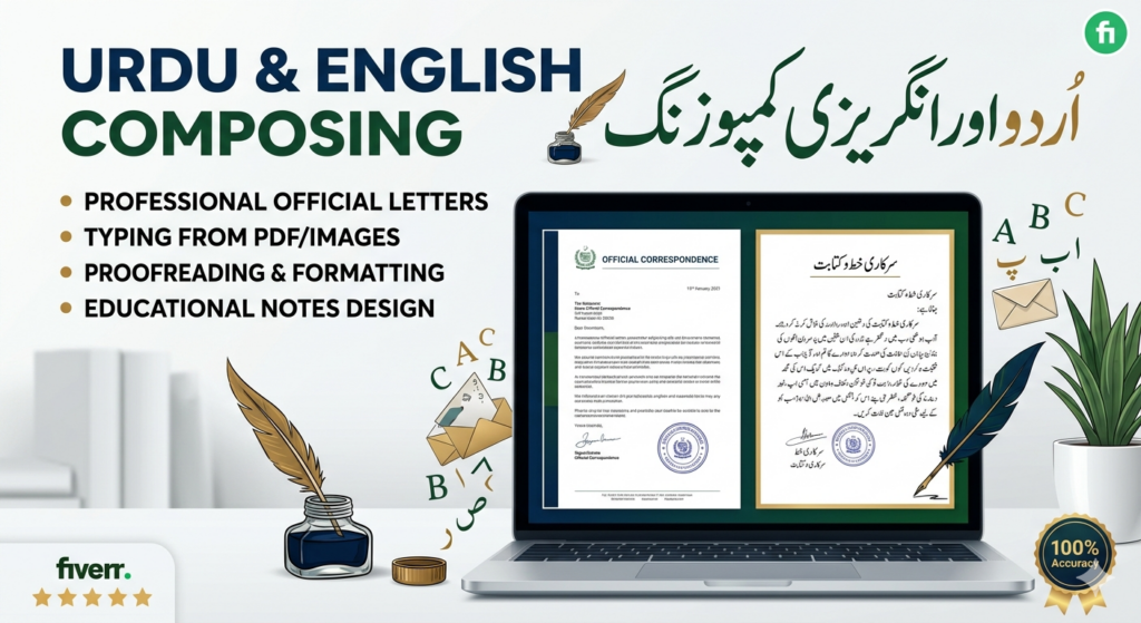 I will provide Expert Data Entry, MS Excel Reports, and Urdu/English Composing. - portfolio - 2