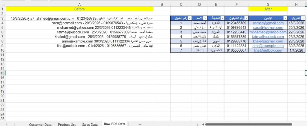 Saisie de données | Saisie des données en arabe et en anglais dans Excel et Google Sheets - portfolio - 2