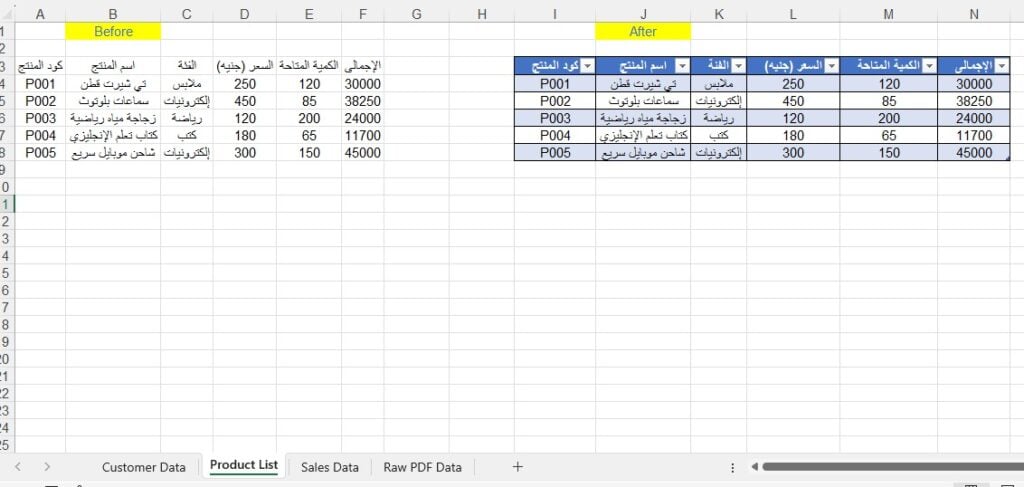 Saisie de données | Saisie des données en arabe et en anglais dans Excel et Google Sheets - portfolio - 1
