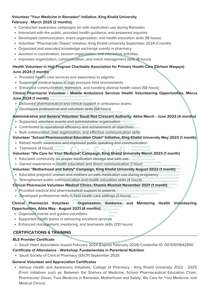 Curriculum vitae in the global system ATS - portfolio - 1