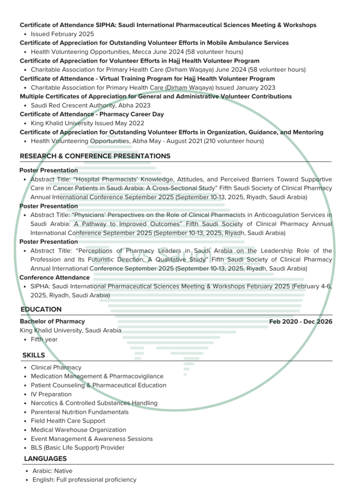 Curriculum vitae in the global system ATS - portfolio - 2