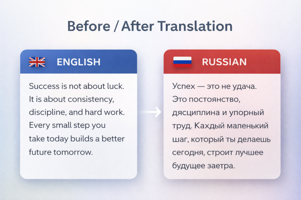 Je traduirai le texte du russe vers l’anglais et vice versa - portfolio - 1