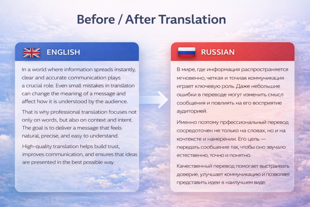 Je traduirai le texte du russe vers l’anglais et vice versa - portfolio - 2