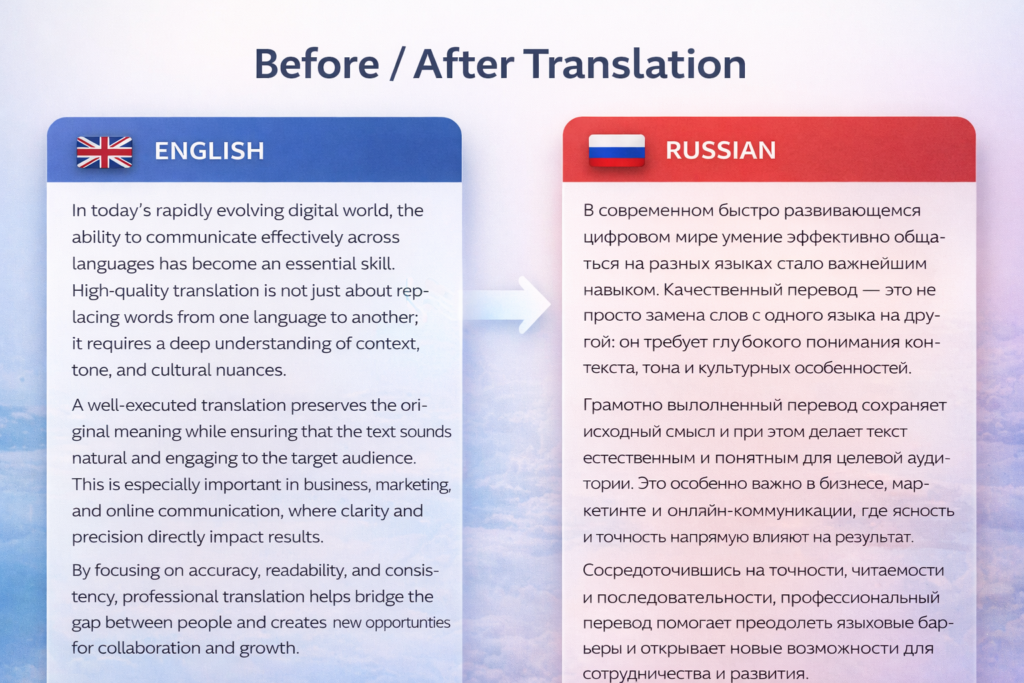 Je traduirai le texte du russe vers l’anglais et vice versa - portfolio - 0
