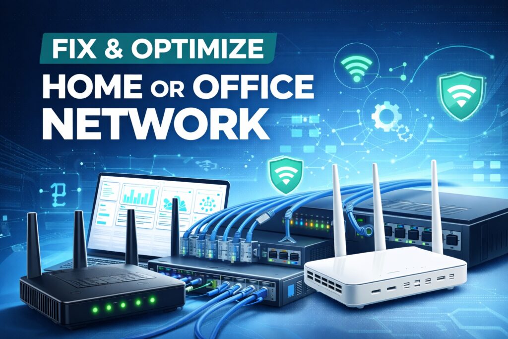 سأقوم باستكشاف وتحسين المشاكل في شبكتك، وشبكة WiFi، وVoIP، وأنظمة الاتصالات - portfolio - 0