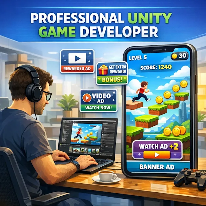Je vais vous créer un jeu mobile Unity casual, hyper casual avec des publicités - portfolio - 1