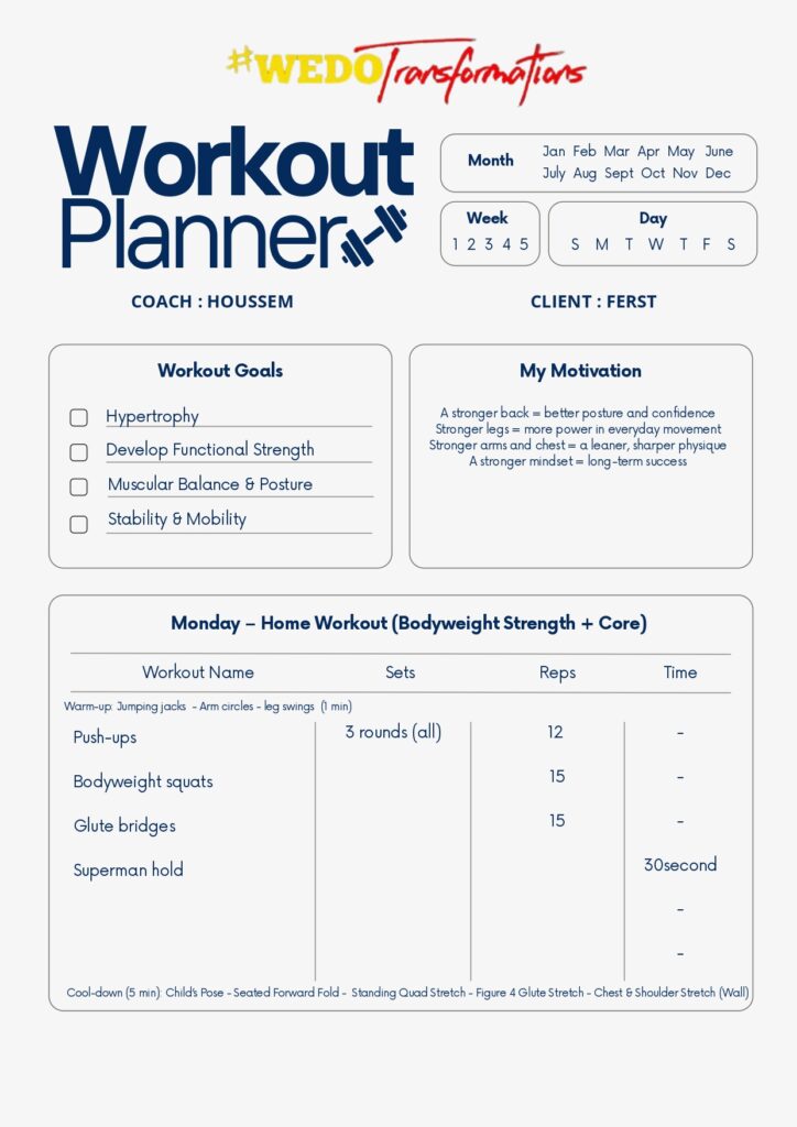 Custom Workout Plan - portfolio - 2