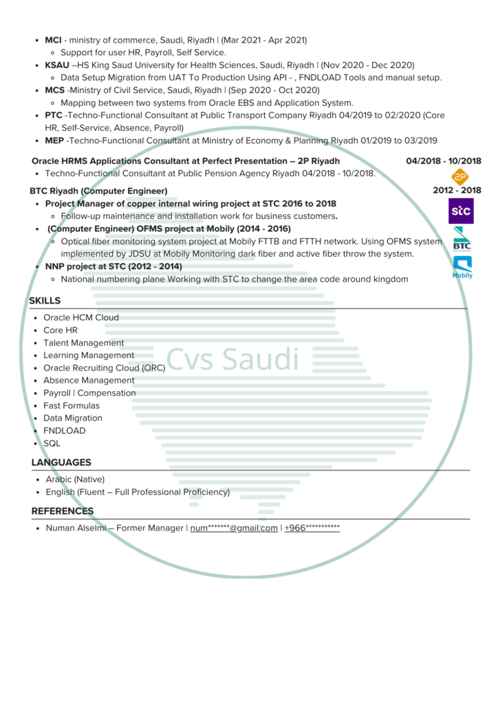 سيرة ذاتية احترافية بالطابع السعودي بالشعارات - portfolio - 1