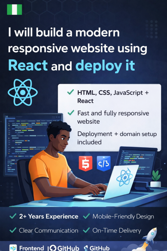 I will build a modern responsive website using React and deploy it - portfolio - 0