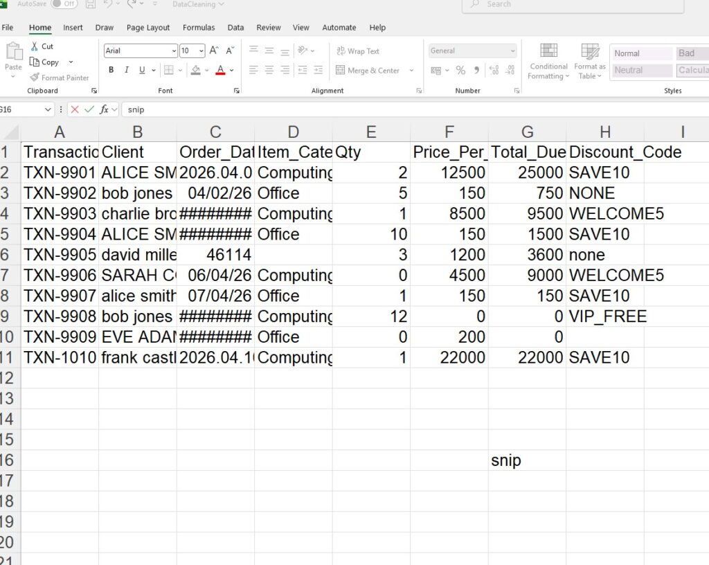Excel Data Cleaning & Automation  - portfolio - 0