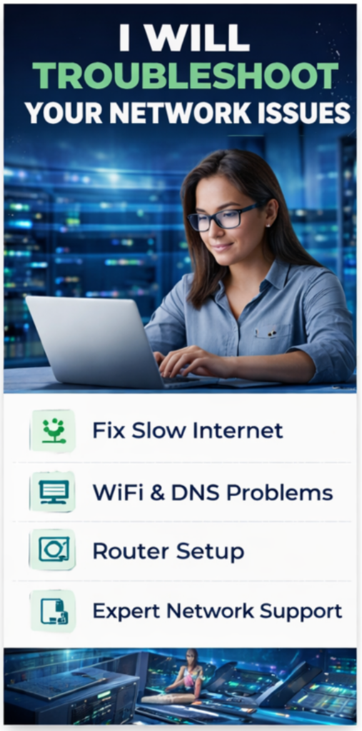 Je vais dépanner et corriger vos problèmes de réseau, WiFi et DNS à distance - portfolio - 0