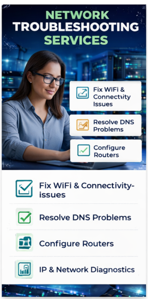 Je vais dépanner et corriger vos problèmes de réseau, WiFi et DNS à distance - portfolio - 1