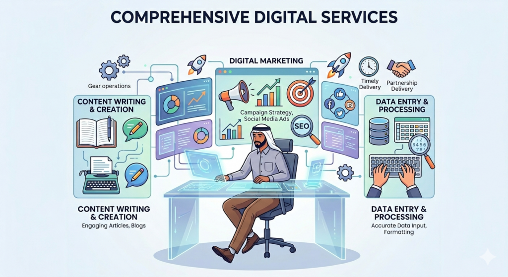 كتابة المحتوى الاحترافية، التسويق الرقمي، وخدمات إدخال البيانات - portfolio - 0