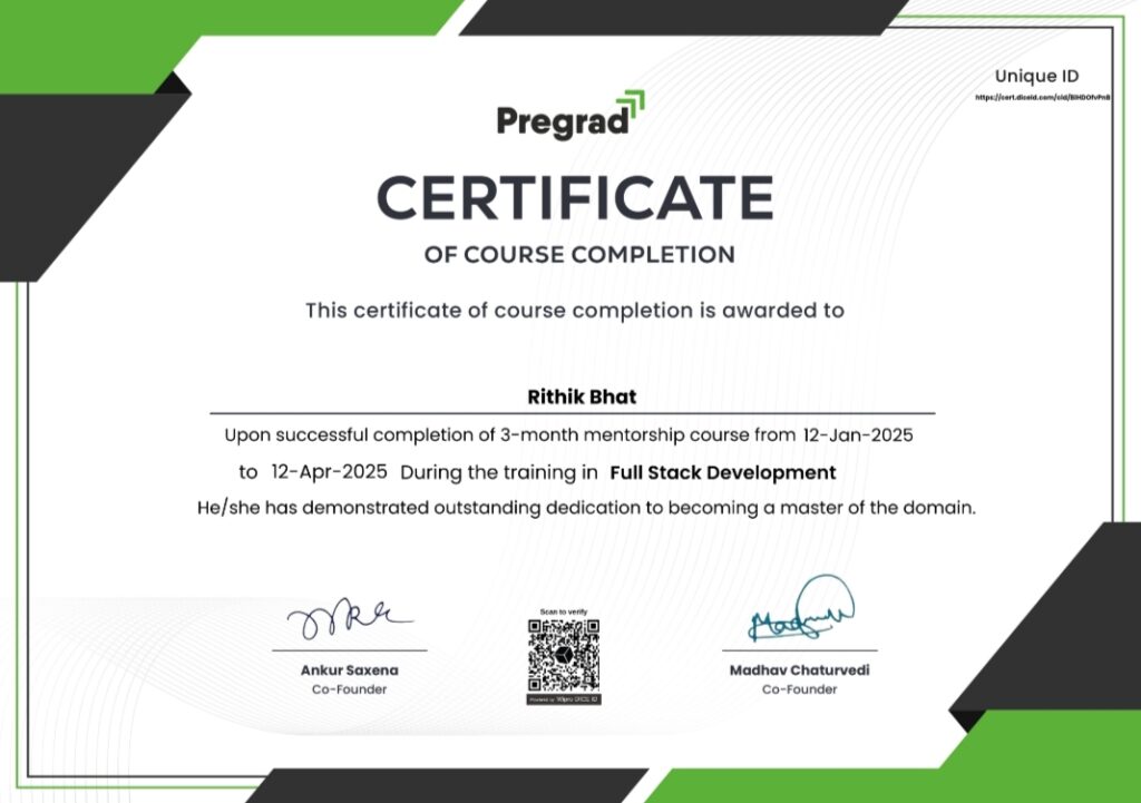 Rithik Bhat - portfolio - 0