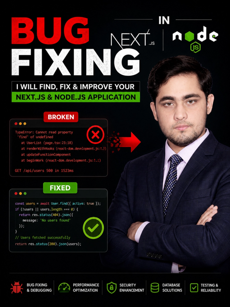 I will fix bugs in your Next.js or Node.js application - portfolio - 0