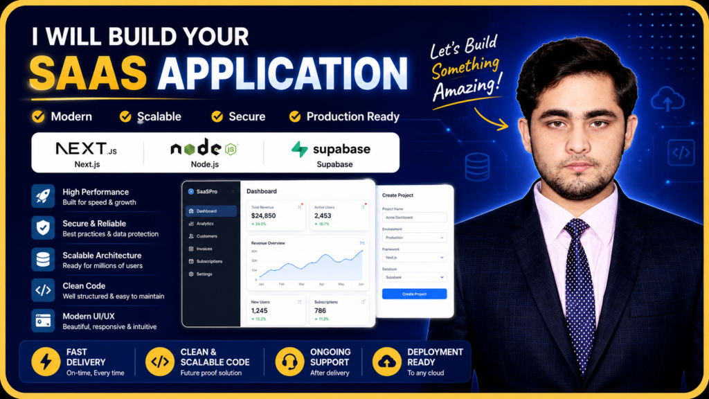 I will build your SaaS web application using Next.js Node.js and Supabase - portfolio - 0