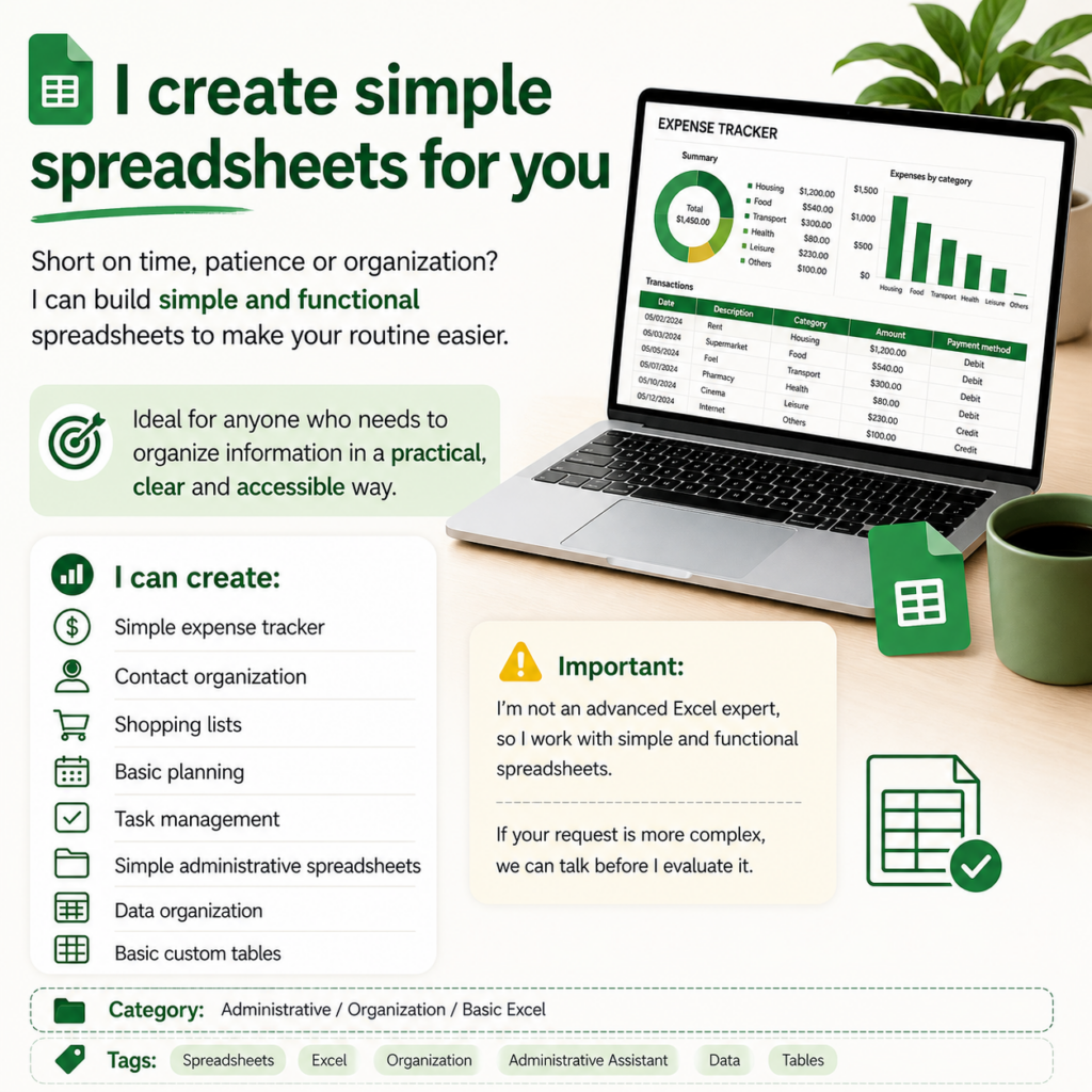 I will Create Simple Spreadsheets for You - portfolio - 0