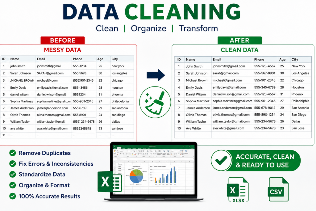 Je vais nettoyer et organiser vos données Excel - portfolio - 0