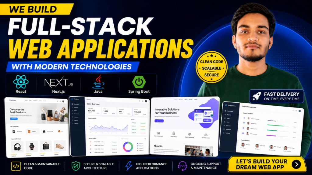 سأبني تطبيق ويب متكامل باستخدام React و Next.js وJava Spring Boot - portfolio - 0