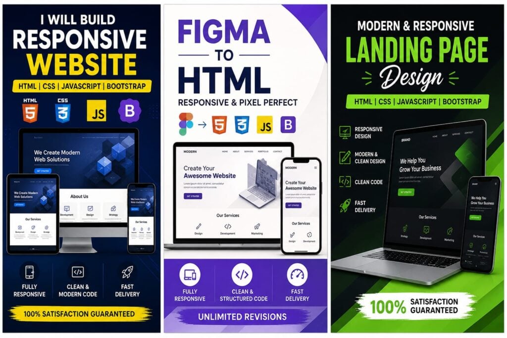 Développement frontend | HTML CSS JS | Solution web réactive - portfolio - 0
