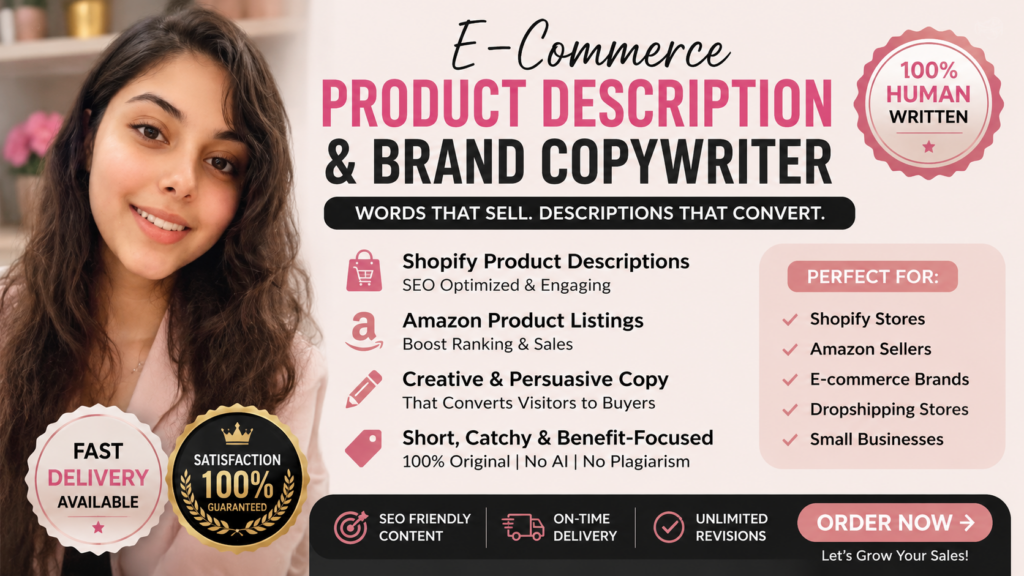 سأكتب أوصاف المنتجات لعلامات Shopify وأمازون والعلامات التجارية الإلكترونية - portfolio - 0
