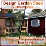 I will design conservatory, garden sheds, garden house, hut and rendering