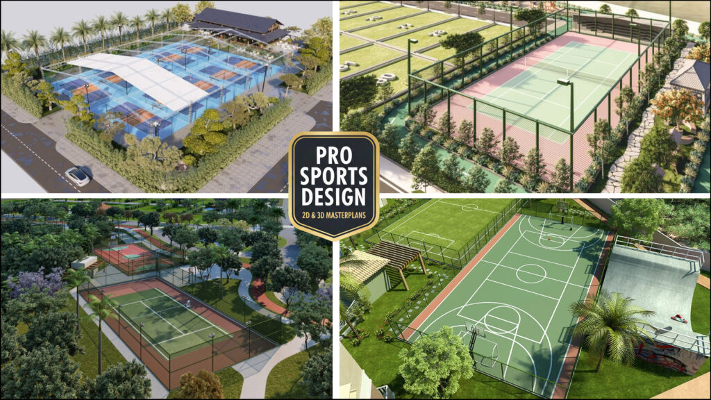 I will create 3D designs for tennis, pickleball, and multipurpose courts