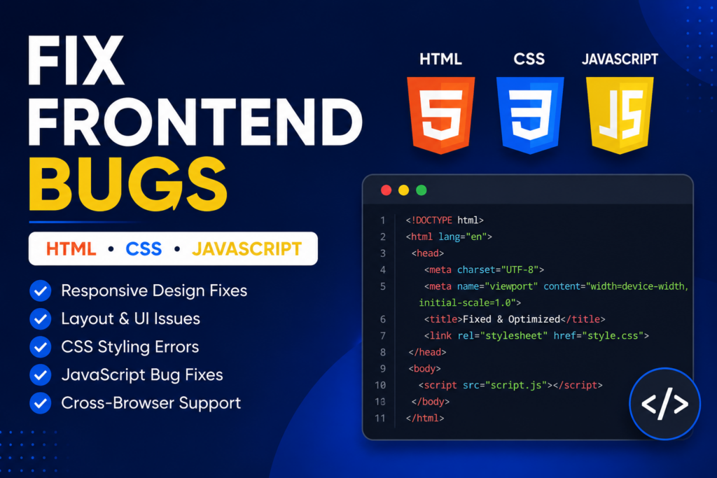 سأصلح أخطاء الواجهة الأمامية في HTML CSS وجافاسكريبت - portfolio - 1