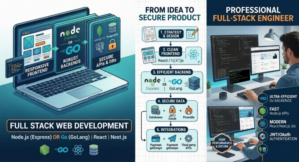 سأطور تطبيق ويب متكامل باستخدام Node JS Express أو Go - portfolio - 0