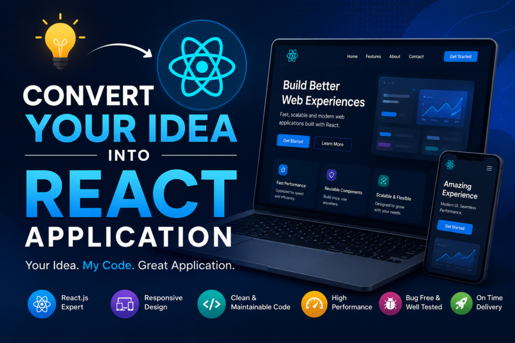 I can convert your ideas to React.js application - portfolio - 0