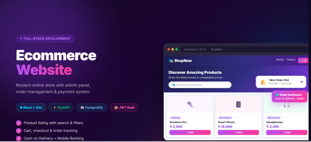 أنا أبني تطبيقات ويب مدعومة بالذكاء الاصطناعي وروبوتات دردشة | FastAPI + React + PostgreSQL - portfolio - 0