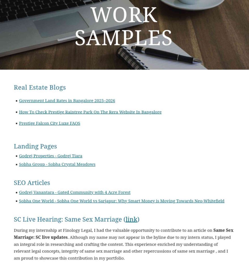 I can write any type of content (legal, finance, education, real estate) as per the given time frame. - portfolio - 1