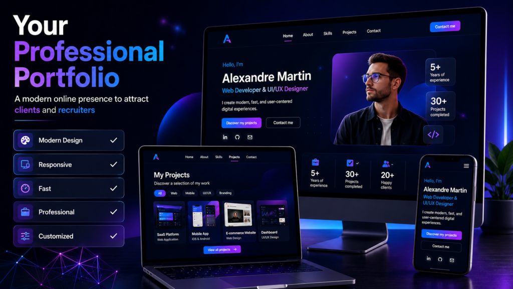 Je vais créer votre portfolio professionnel moderne avec Next.js, responsive et optimisé SEO - portfolio - 1