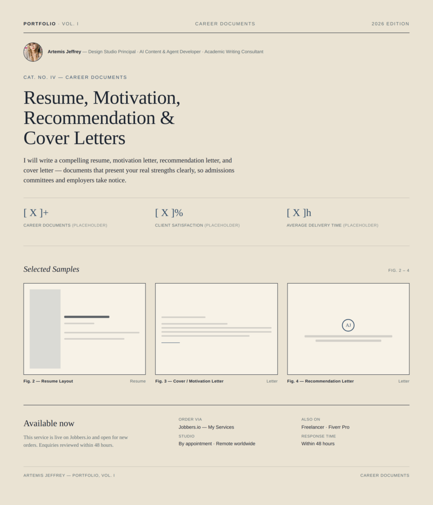 Je rédigerai un CV convaincant, une lettre de motivation, une lettre de recommandation et une lettre de motivation - portfolio - 0